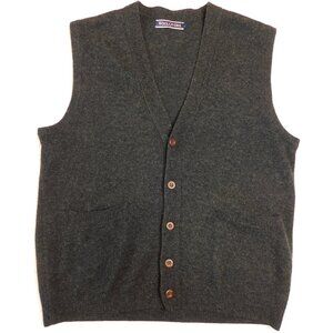 WoolOvers Charcoal Gray Wool Button-Down Vest | Grampa Core | Academia | EUC | L